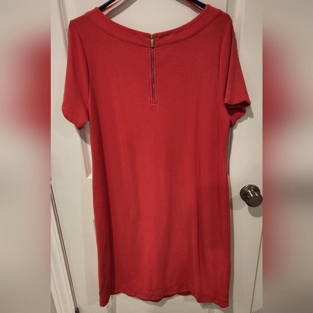 Talbots Woman Coral Scalloped Short sleeve shift dress size X - Picture 3 of 7